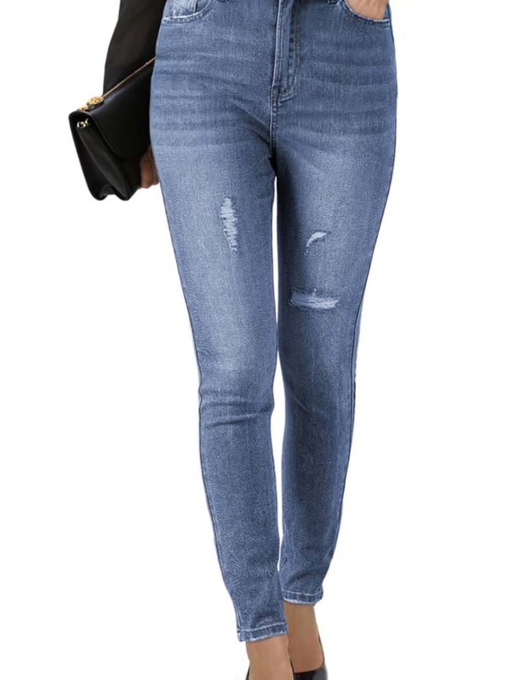 Women's High-Rise Distressed Skinny Jeans - Blue